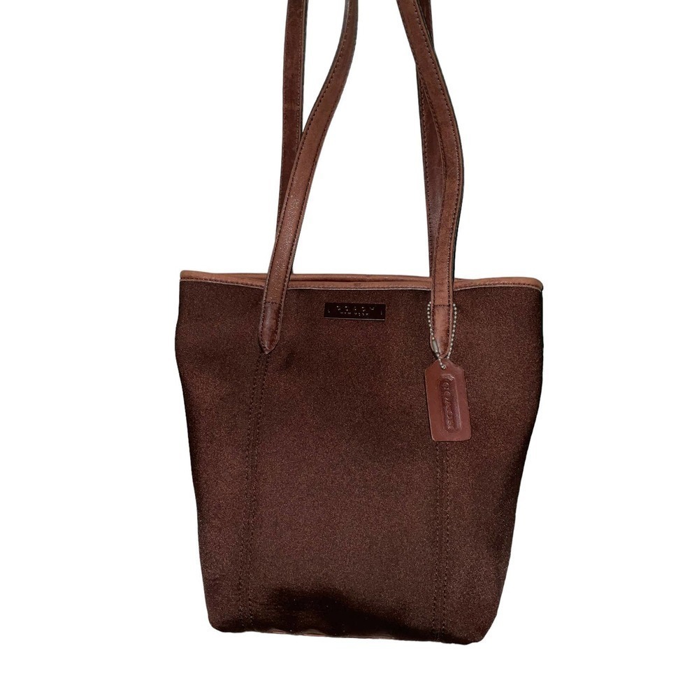 Coach Vintage Neoprene And Leather Brown Tote Bag Purse With Hangtag